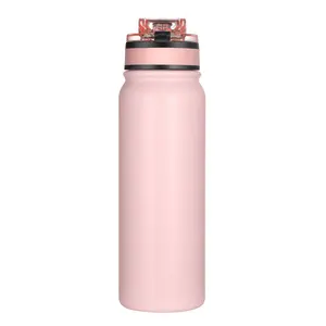 New design Double Wall Water Bottle Stainless Steel Vacuum Flask Bottle Sports Bottle with Handle Lid