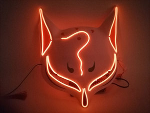 Máscara de Halloween con Luces LED, Diseño de Zorro <span class=keywords><strong>Demonio</strong></span>, para Carnaval, <span class=keywords><strong>Noche</strong></span> de Brujas, Escenario, Máscara Brillante Intermitente, Figura de Anime de Celebridad de Internet - Product Image 6