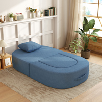 ATUNUS Vakuumkomprimiertes Knochenloses Einzelsofa-Bett für Wohnzimmer Schlafzimmer Heim-Möbel Blaues Ovales Lazy Sofa Couch