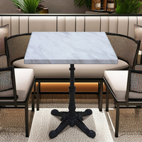 Table à Manger Carrée à Usage Commercial pour Restaurant et Café, Plateau en Marbre Italien, Piétement en Métal