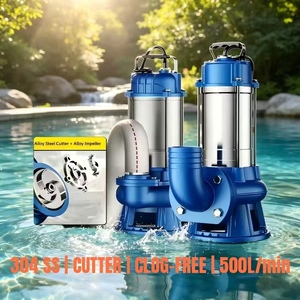 <span class=keywords><strong>Pompe</strong></span> broyeuse <span class=keywords><strong>submersible</strong></span> pour eaux usées série WQ 1HP en acier inoxydable 304, débit max. 500 L/min, hauteur <span class=keywords><strong>de</strong></span> refoulement 30 m, anti-colmatage, haute pression, contrôle entièrement automatique - Product Image 1