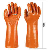 Gants en PVC rouge personnalisés de qualité industrielle Gants de travail manuel longs et résistants aux produits chimiques en PVC à l'huile antidérapants