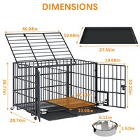 Cage pour chien en métal robuste Aboxoo de 42 pouces pour 2 chiens, niche d'intérieur avec séparateur