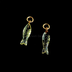 Cuentas de piedras preciosas talladas en forma de pez de cuarzo limón Natural, colgante de Plata de Ley 925, colgante de piedra suelta de un solo bucle, proveedores a granel - Product Image 1