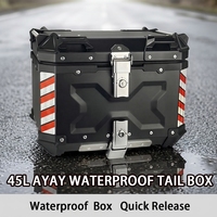 Top Case Moto 45L AYAY en Aluminium X-Embossé, Nouveau Coffre Arrière Étanche à Dégagement Rapide, Base Anti-Collision pour Scooter