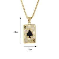 Collier Pendentif As de Pique Hip Hop Bar Rap Poker 2026 pour Hommes, Bijou Tendance en Acier Inoxydable Plaqué Or 18K Étanche
