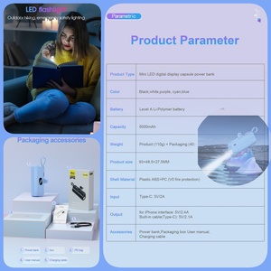 Chargeur Portable OTHC <span class=keywords><strong>M2L</strong></span> Batterie Externe Lithium-Ion 5000mAh 10W PD USB Écran LCD Lampe de Poche Compatible iPhone Android - Product Image 6