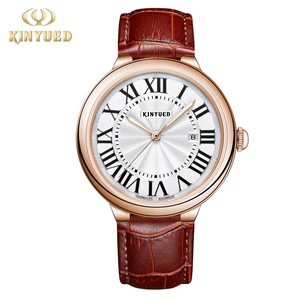 Drop Shipping KINYUED Men's Automatic Mechanical Watch Waterproof 3BAR Leather Strap Luminous Pointer Roman Dial <b>Calendar</b> - Product Image 2
