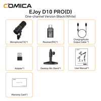 Microphone dynamique cardioïde sans fil en métal blanc COMICA EJoy D10 Pro(D) avec éclairage RGB pour le streaming, l'enregistrement, les podcasts, Twitch, YouTube