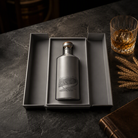 Boîte cadeau rigide gris mat personnalisée pour spiritueux, avec plateau intérieur découpé avec précision, emballage en carton pour bouteille de vin, whisky et spiritueux
