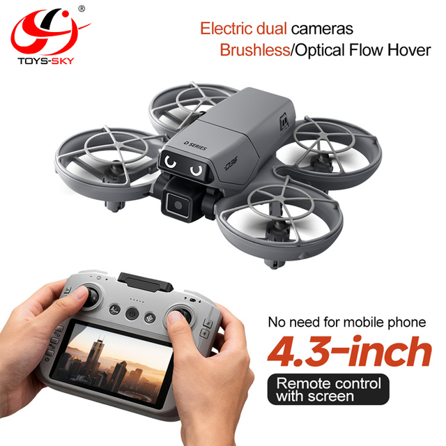 CQZNRC D36 Display Type Remote Control Drone with Screen on Remote and Cameras Optical Flow Positioning Brush Unfold Quadcopter