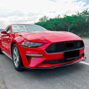 Ford Mustang Front Spoiler Air Blade ABS Piano Black Carbon Fiber Texture 2018-2023 Adhesive Installation - Product Image 2