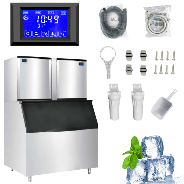 Stainless Steel Air/Water Cooling Ice Cube Maker with Compressor & Motor for Commercial & Home Use