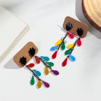 Boucles d'oreilles pendantes tendance en acrylique pour femme, motif lumières de Noël punk colorées, style exagéré, vente en gros FS