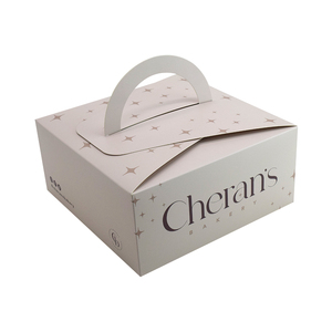 Caja de Papel para Empacar con Asa, Diseño Moderno y Elegante Personalizado, para Croissants, Tartas de Manzana, Pasteles, Cupcakes, Macarons, Rebanadas de Vainilla - Product Image 1