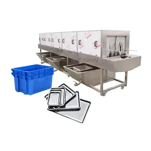 Plastik sandık gıda konteyner kutusu temizleme makinesi için çamaşır makinesi otomatik tepsi çamaşır makinesi