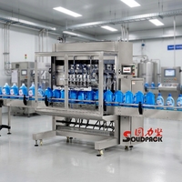 Machine de remplissage automatique de liquides Solidpack pour détergent, savon liquide et liquide lave-vaisselle -- Type servo-piston