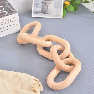 Free sample 3-Link Wood Chain Link Coffee Table Decor Hand Carved Modern Farmhouse Boho Wooden Knot