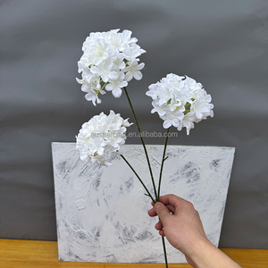 JLY04 faux 3 têtes soie artificielle en bois hortensia <span class=keywords><strong>fleur</strong></span> tige hortensia <span class=keywords><strong>buisson</strong></span> pour toile de fond fête de mariage pièce maîtresse décoration - Product Image 4