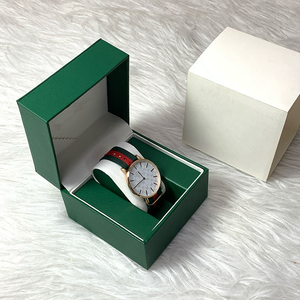 Boîte à montre rectangulaire en cuir PU imperméable avec logo personnalisé, boîte de luxe verte pour hommes et femmes - Product Image 5