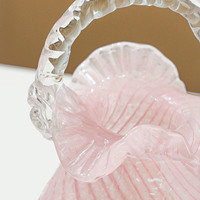 Kreative Hochwertige Europäische Rosa Handgefertigte Glas-Handtaschenvase, Blumenarrangement-Behälter für Innendekoration