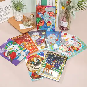 Tarjetas de pintura de diamante 5D DIY para niñas, tarjetas de feliz cumpleaños, pintura especial de diamantes, tarjetas postales, regalo de Navidad de cumpleaños