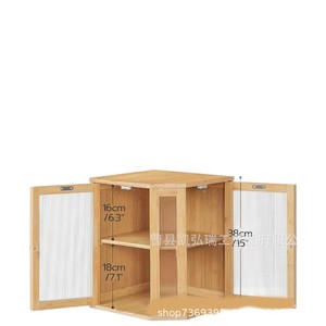 Cross-border bamboo bread box <b>cabinet</b>/dish storage box, double door with acrylic lid, <b>corner</b> wooden storage <b>cabinet</b> - Product Image 5