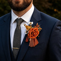DREA Retro Karamellfarbener Seiden-Kunstblumenstrauß Brautstrauß Hochzeit Brautjungfern Orange Corsage Handgelenk-Blumenset