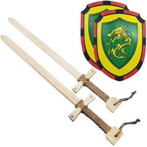 Jouet en <span class=keywords><strong>bois</strong></span> épée 2 bouclier et 2 combo jouet pour enfant - Product Image 1