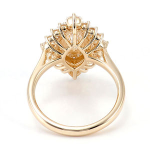 แหวนเพชรหรู ทองคำแท้ 18k 14k แหวนผู้หญิง แหวนหมั้น แหวนมอสซาไนต์ ทรงมาร์ควิส แหวนเพชรโมอิสซาไนต์ - Product Image 3