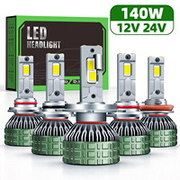 Ampoule de phare LED haute puissance 140W 6500K Blanc CSP4070 Double tube en cuivre avec driver externe pour camion 12V 24V H3 H8 H16 HB3 9005