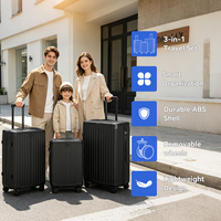 20 24 28 Zoll Hartschalen-ABS-Trolley-Koffer mit individuellem Logo, leicht, wasserdicht, luxuriöses 3-teiliges Reisekoffer-Set