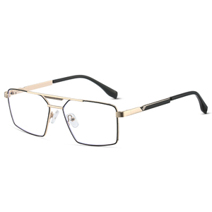 Gafas Ópticas Cuadradas Clásicas de Puente Doble de Metal con Bloqueo de Luz Azul para Hombre Monturas Ópticas - Product Image 5