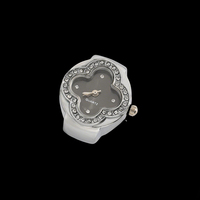 Montre-bague numérique plaquée argent véritable en gros, montre minimaliste, montre-bague à cadran noir en acier, mini montre pour femme, anneaux de montre pour doigts
