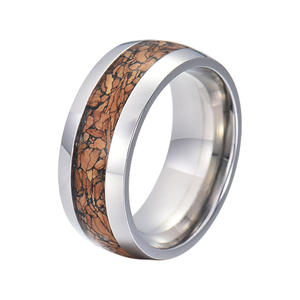 Poya модные ювелирные изделия 8 мм купол мятая древесина инкрустация вольфрам карбид кольца для мужчин - Product Image 5