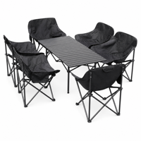 Chaise Moon en forme d'œuf en tissu Oxford, table de camping et ensemble de chaises pliantes avec dossier pour pique-nique, barbecue et utilisation en extérieur