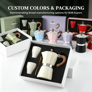 Juego de Regalo de Café de Lujo Kingze con Logotipo Personalizado, Juego de Cafetera Moka de 3 y 6 Tazas con Tazas y Cuchara - Product Image 2
