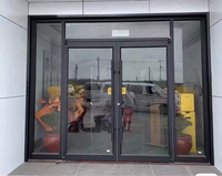 Porte d'entrée double battante en aluminium KFC moderne avec isolation thermique et étanchéité pour usage commercial