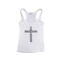 Débardeur tricoté tendance style Y2K punk gothique avec logo pailleté sur le devant, coupe ajustée sexy, court, en polyester