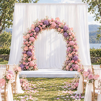 Arche florale artificielle en soie rose pastel et violet, faite à la main, pour mariage, cérémonie, photomaton, fond de scène