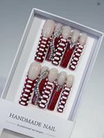 Faux ongles noirs gothiques de designer américain, haute qualité, extra longs, en gel souple, faits à la main, en acrylique, luxe, à presser, 10 pièces