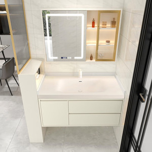 อ่างล้างหน้าเซรามิกแบบฝังพร้อมตู้ข้าง อ่างล้างหน้าแบบตั้งพื้น - Product Image 4