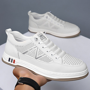 Zapatillas Deportivas de Piel Transpirable Blancas para Hombre, Casuales, de Tacón Bajo, con Suela de Goma y Entresuela de EVA, Origen Wenzhou, Zhejiang - Product Image 3