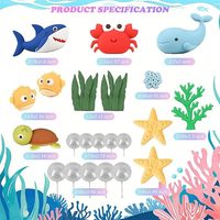 Ensemble de décoration de gâteau sur le thème des animaux marins : Requin, Crabe, Baleine, Tortue, Poisson-bouffant, Corail, Étoile de mer, Bulle sous la mer – Fournitures d'anniversaire