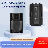 ART745-AMK4 Haut-parleur actif professionnel de 15 pouces pour scène, studio de danse, son stéréo haute puissance à trois voies, USB