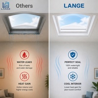 Lange Fenêtre de toit fixe en aluminium robuste et étanche, double vitrage en verre trempé, pour bâtiment commercial et villa
