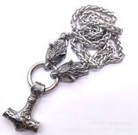 Collier Viking en acier inoxydable, collier loup, collier marteau de Thor pour hommes