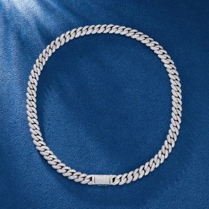 Collier chaîne cubaine en argent Gallerley personnalisé Hip Hop serti de diamants, moissanite VVS certifiée GRA, S925, 10 mm, couleur D - Product Image 2