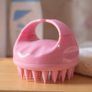 Fornitura di fabbrica spazzola per Shampoo in Silicone ecologico massaggiatore per cuoio capelluto per capelli rosa nero - Product Image 1