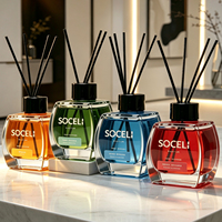 Diffuseur de parfum aux bâtonnets SOCELI aux arômes fruités Pomme Mangue Fraise, diffuseur parfumé longue durée pour désodorisant de salle de bain